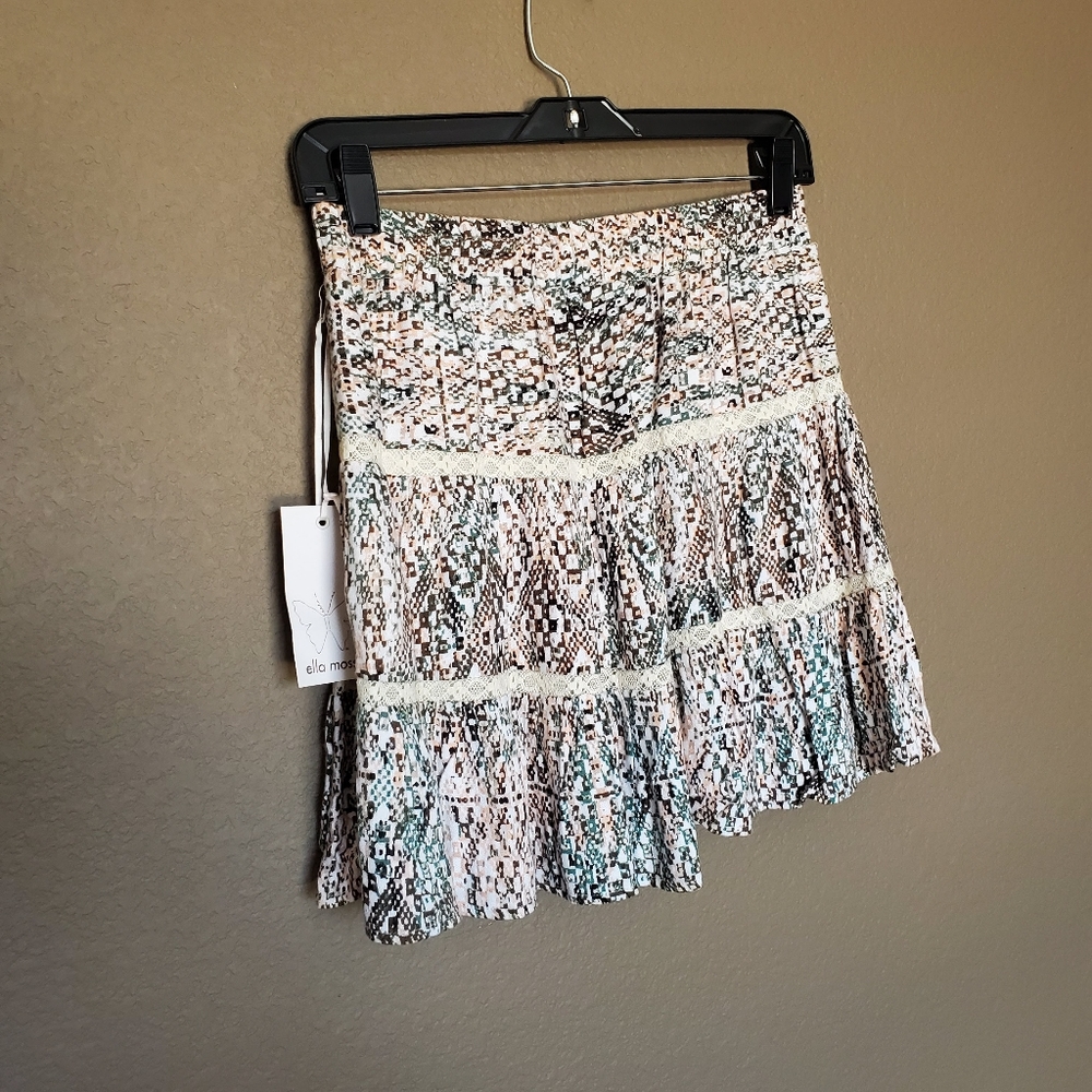 Ella Moss Lace Detail Floral Elastic Rufe Skirt Small New - Picture 7 of 7
